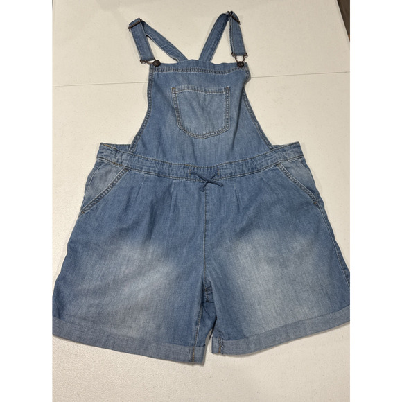 Cat & Jack Girl's XXL 18 Chambray Denim Sleeveless Romper Overall Blue Shortall - Picture 2 of 12